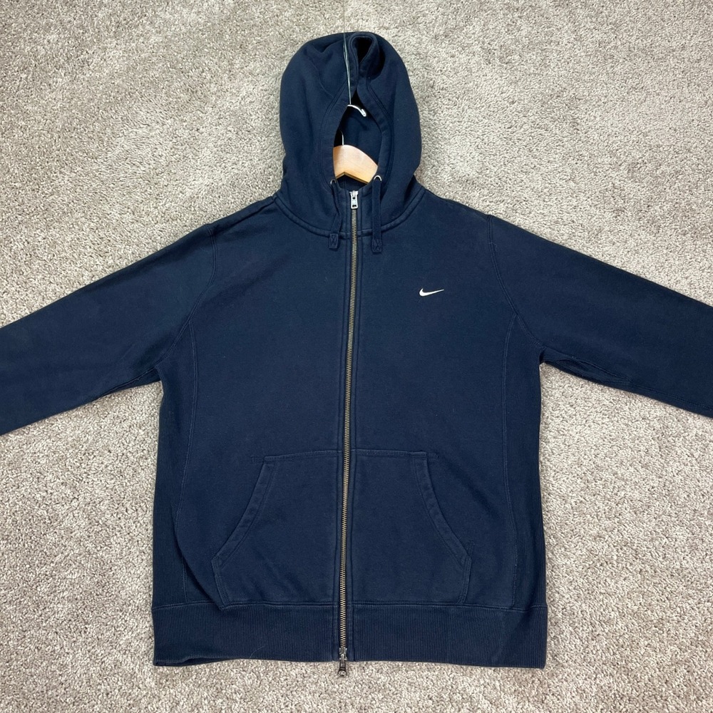 VTG Nike Jacket Mens XL Navy Blue Hoodie Full Zip The Athletic‎ Dept Swoosh EUC